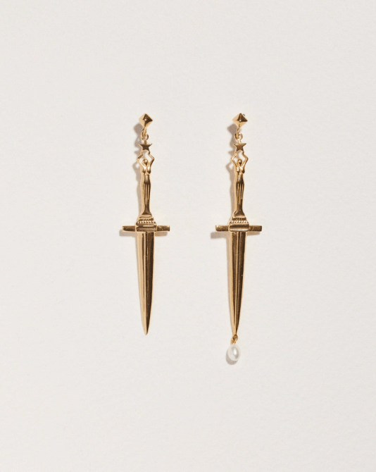 Pamela Love Dagger Earrings in gold