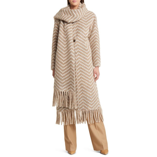 Scarf Coats 2024: Ted Baker London Jilliya Oversize Twill Knit Scarf Coat