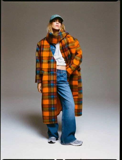 Scarf Coats 2024: Nasty Gal Premium Wool Blend Check Scarf Coat