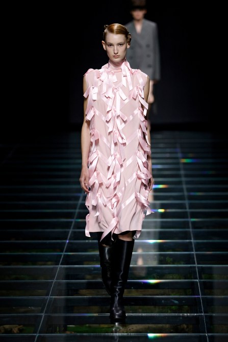 A model walks Prada Autumn/Winter 2024 at Milan Fashion Week.