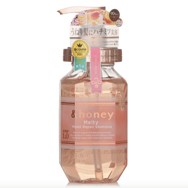 &Honey Melty Moist Repair Shampoo in a rose gold bottle