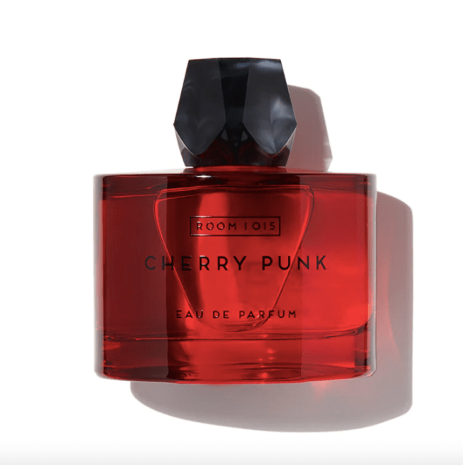 Room 1015 Cherry Punk in a bright red bottle with a red cap.