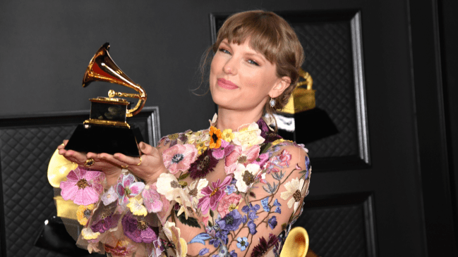 Taylor Swift winning Album of the Year at 2021 Grammy Awards