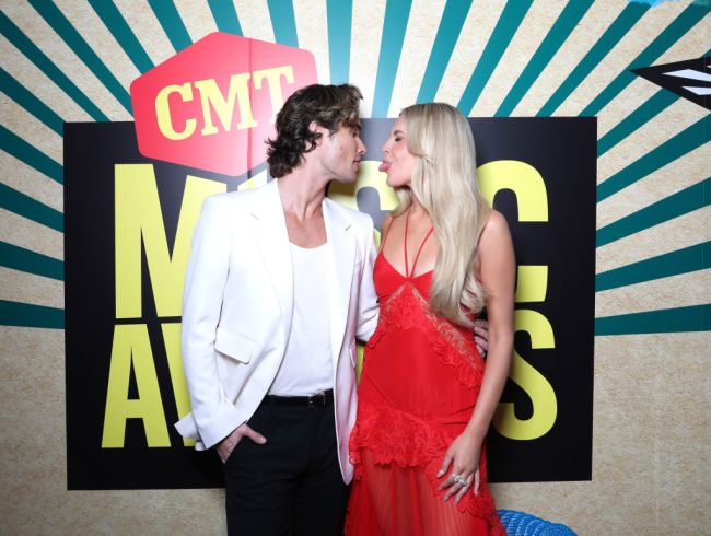 Chase Stokes and Kelsea Ballerini attend the 2024 CMT Music Awards at Moody Center on April 07, 2024 in Austin, Texas.