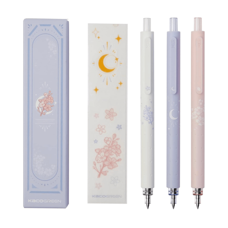 Three pastel pens, next to two pastel pen boxes