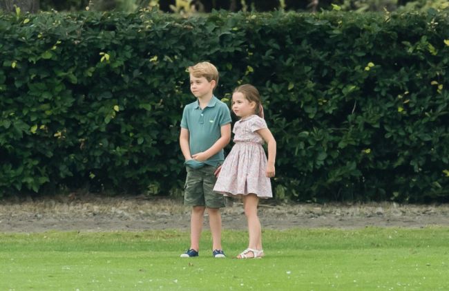 Prince George and Princess Charlotte attend The King Power Royal Charity Polo Day at Billingbear Polo Club on July 10, 2019 in Wokingham, England.