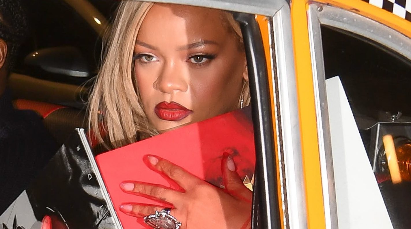 Rihanna and ASAP Rocky seen in a NYC Yellow Taxi on Mother's Day drive around town on May 12, 2024 in New York City.