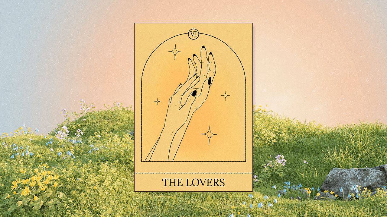 The Lovers card, which represents Gemini in Tarot.