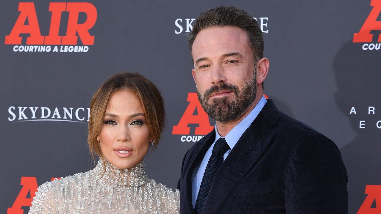 Jennifer Lopez and Ben Affleck attend Amazon Studios' World Premiere Of "AIR" at Regency Village Theatre on March 27, 2023 in Los Angeles, California.