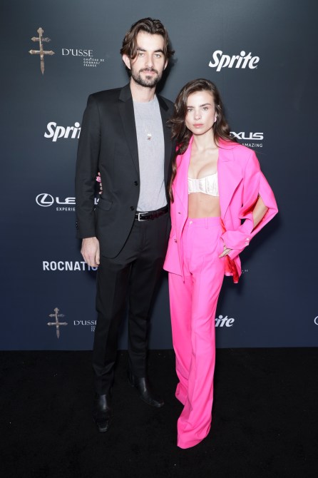 Conor Kennedy and Giulia Be attend 2023 Roc Nation The Brunch at Private Residence on February 04, 2023 in Bel Air, California.