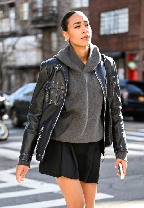 STYLECASTER | Back to school outfit, hoodie and a leather jacket