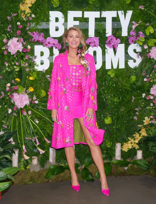 Blake Lively promotes "It Ends With Us" at Betty Blooms Pop-Up in Chelsea on August 03, 2024 in New York City.