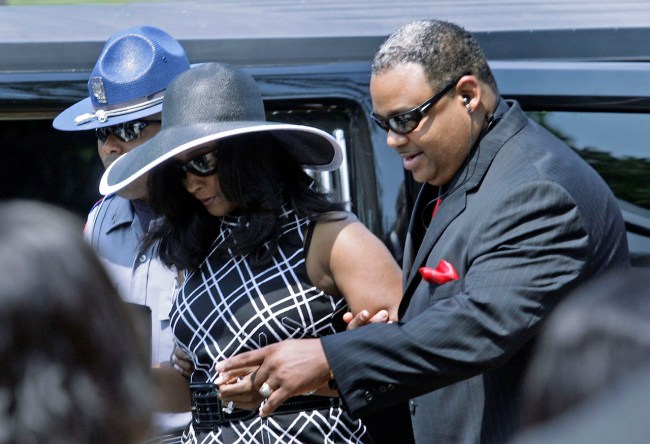 Mechelle McNair arrives for a memorial service for former NFL quarterback Steve McNair on July 11, 2009 in Hattiesburg, Mississippi. 