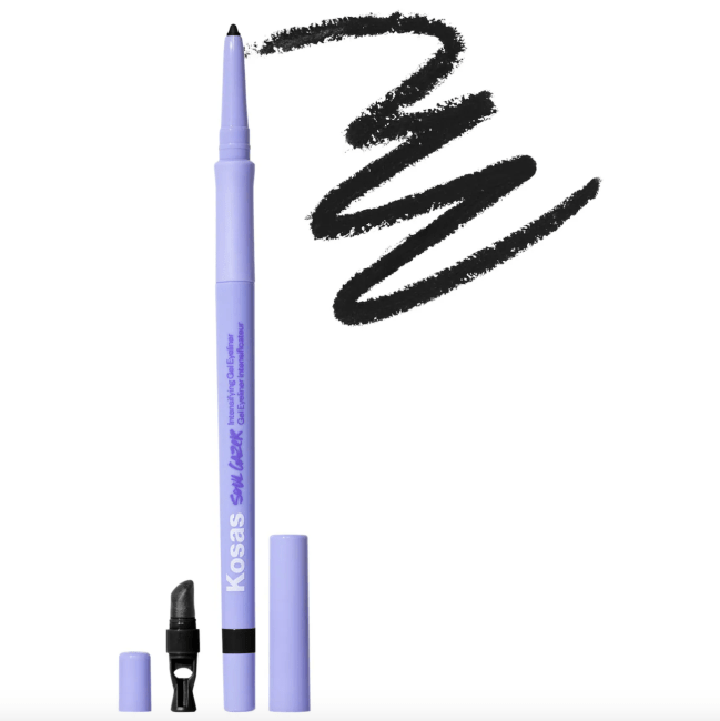 Kosas Waterproof Gel Eyeliner in a purple pen.