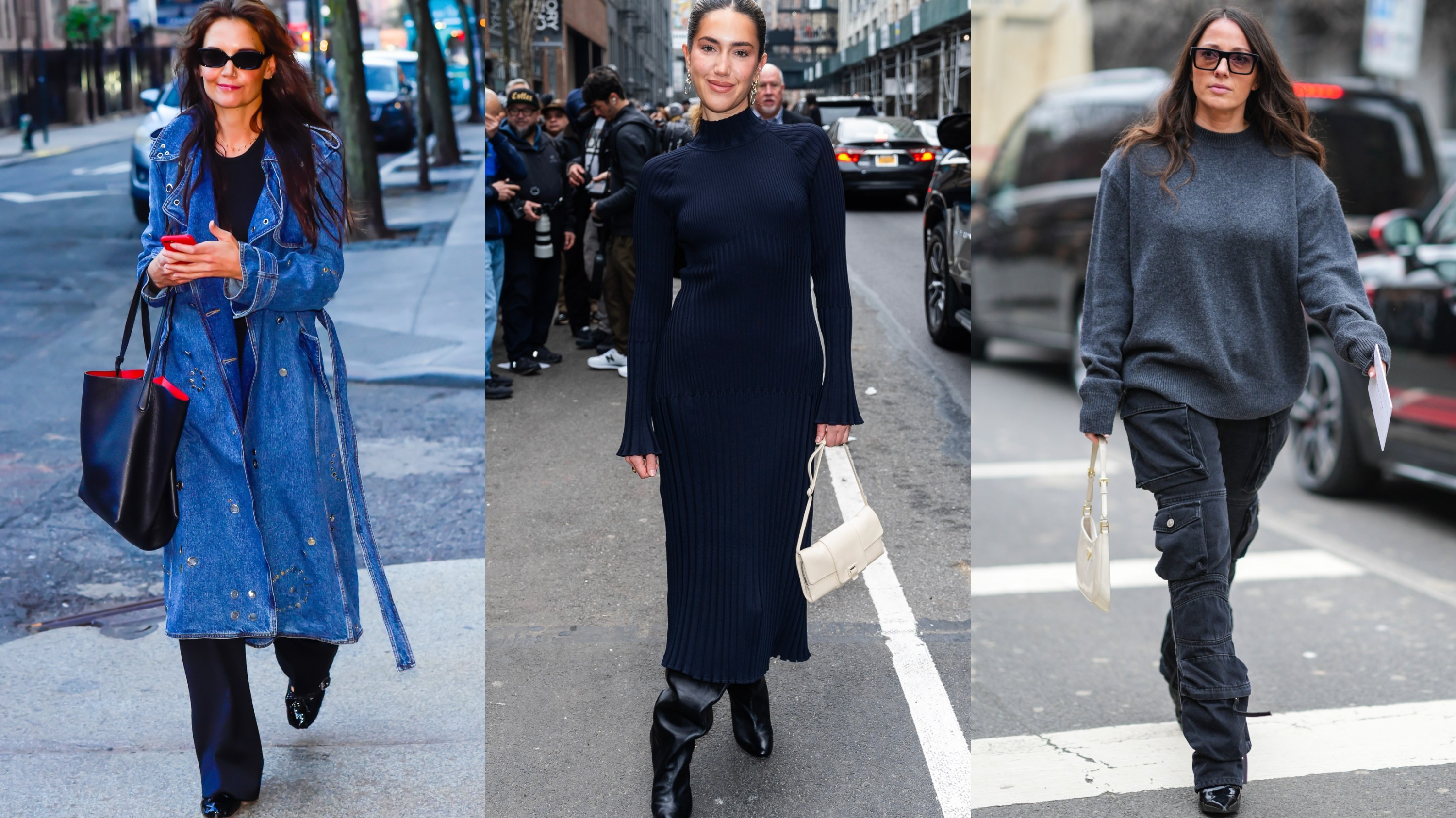 Three style stars wearing winter outfits.