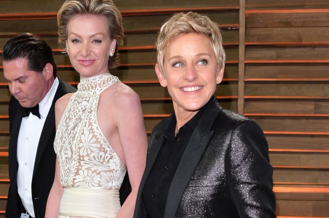 Ellen and Portia attends the 2014 Vanity Fair Oscar Party hosted by Graydon Carter on March 2, 2014 in West Hollywood, California.