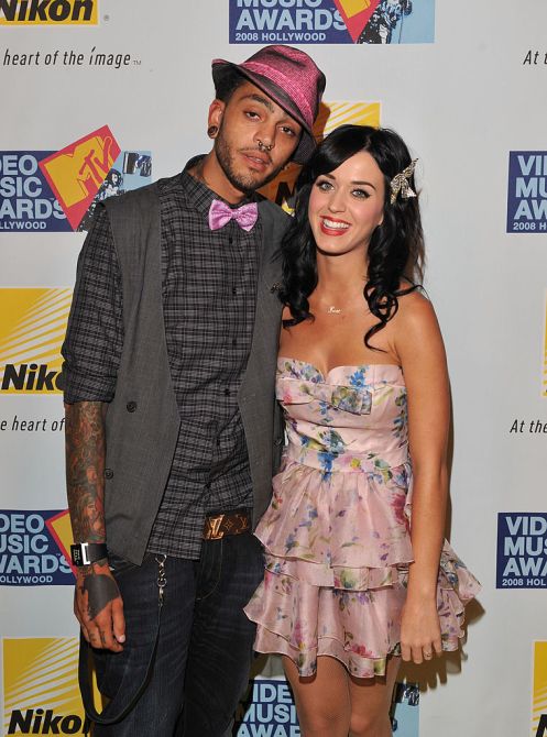 Travis McCoy and Katy Perry attend the official VMA after party presented by Nikon And Pepsi at Paramount Studios on September 7, 2008 in Los Angeles, California