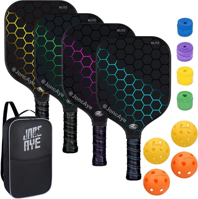 JoncAye Pickleball Paddles Rackets with Balls and Bag
