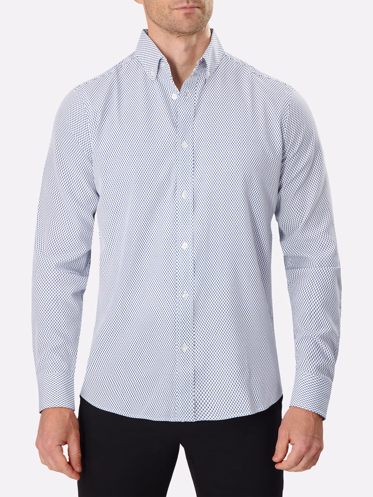 Report Collection Modern Fit Dot Grid 4-Way Stretch Sport Shirt