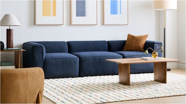 A navy blue couch