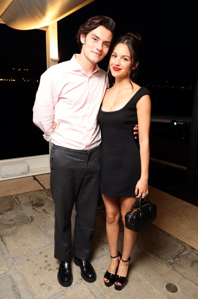 Louis Partridge (L) and Olivia Rodrigo celebrate the Venice International Film Festival World Premiere of the Apple TV+ limited series “DISCLAIMER” at Harry's Dolci on August 30, 2024 in Venice, Italy. “DISCLAIMER” will premiere globally on Apple TV+ on October 11, 2024.