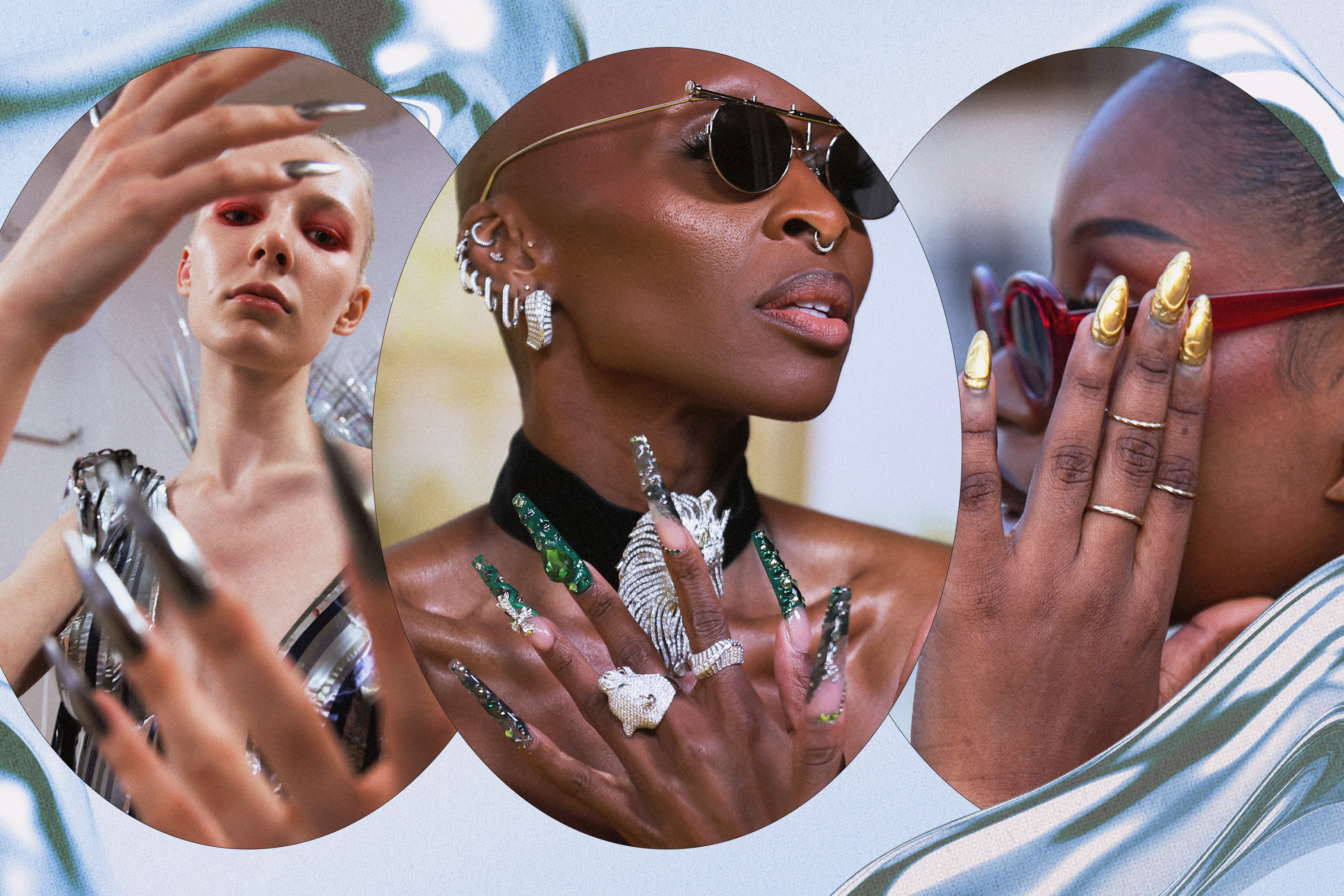 2024 winter nail trends: chrome, emerald, and 3D details.