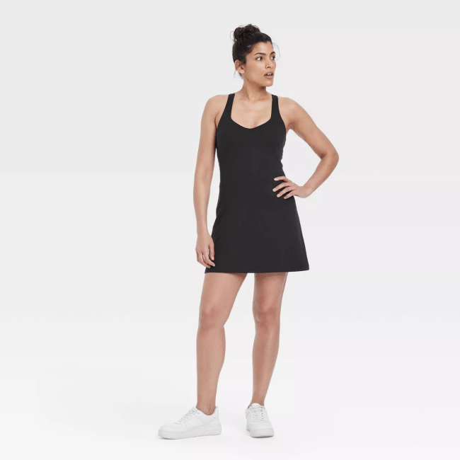 All in Motion Knit Halter Active Woven Dress in black