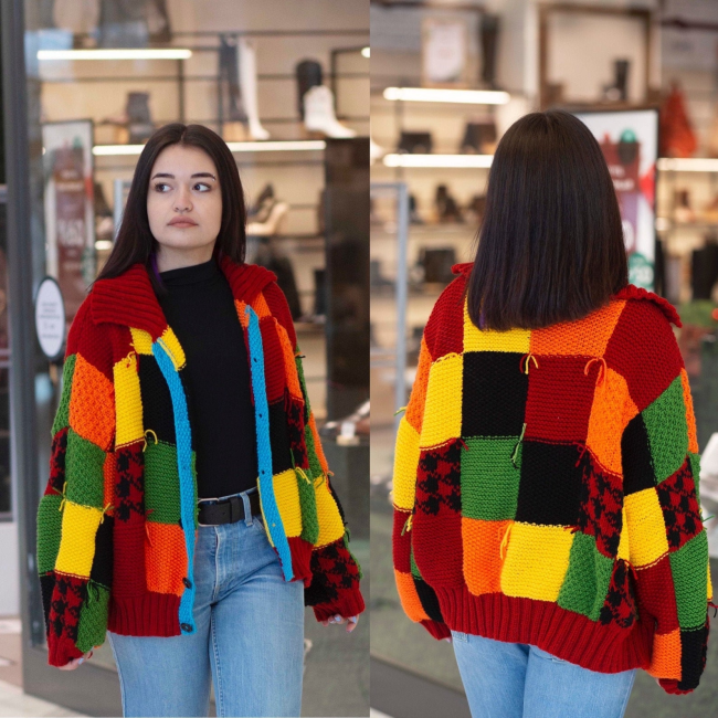 Harry Styles Patchwork Rainbow Cardigan