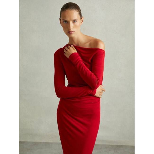 Reiss Becky Off-The-Shoulder Jersey Midi Dress