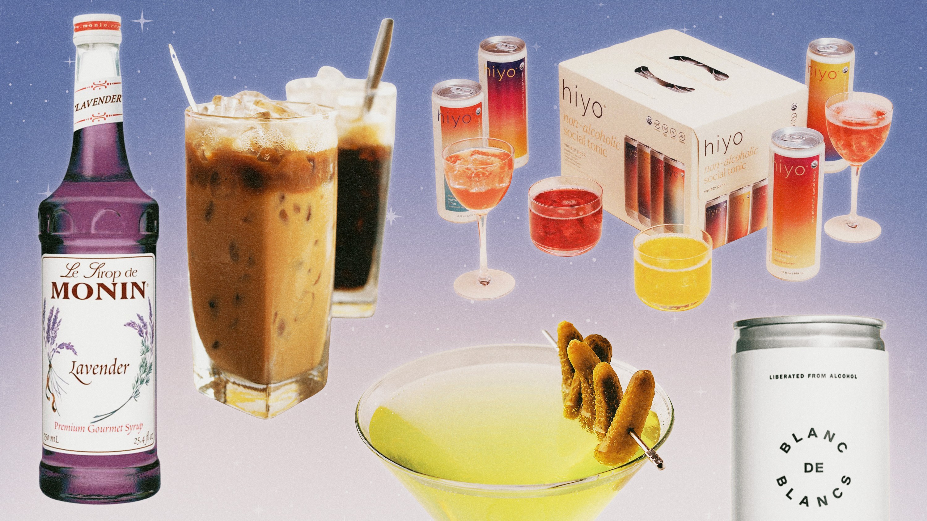 A collage featuring various drinks
