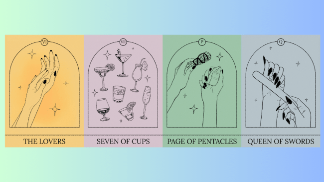 A series of Tarot cards