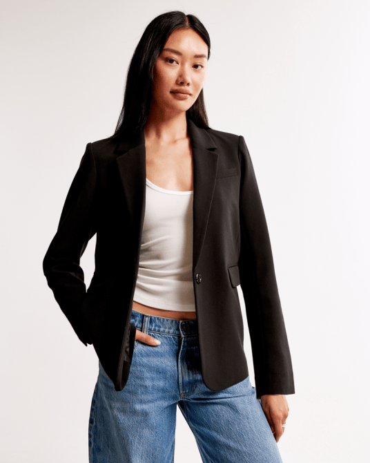 Abercrombie & Fitch Classic Suiting Blazer in black
