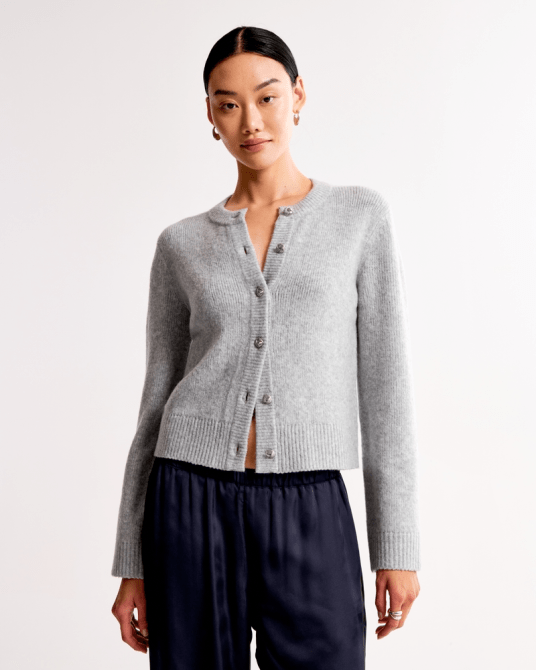 Abercrombie & Fitch Crew Cardigan in light grey