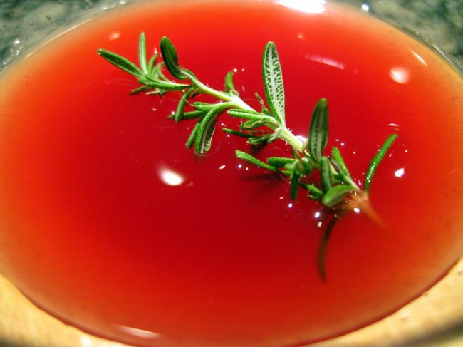 A bright-orange drink