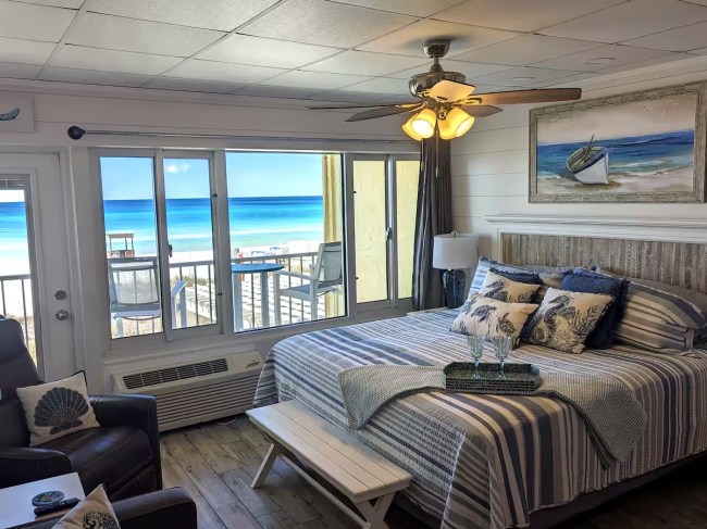 A beachfront bedroom