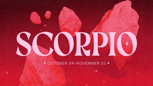 The word 'Scorpio' floating over outer space