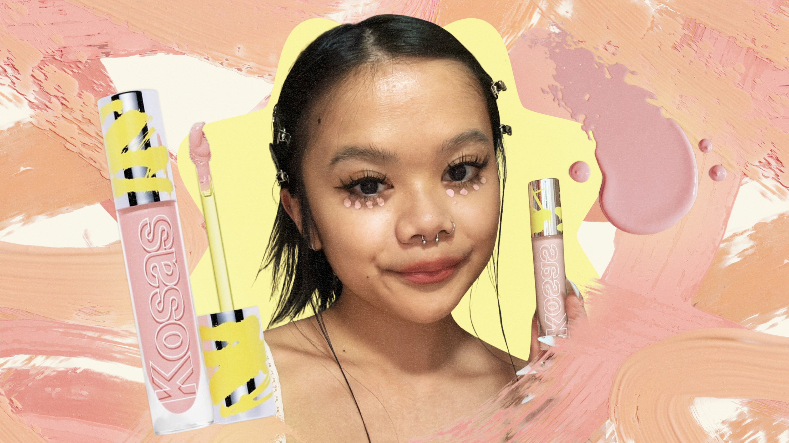 Kleigh Balugo holding the Kosas Revealer Color Corrector.