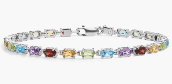 Blue Nile Petite Oval Multicolor Gemstone Bracelet in Sterling Silver