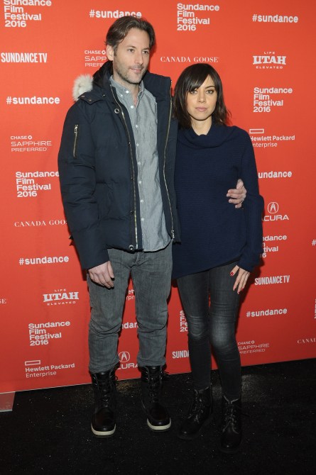 Director Jeff Baena (L) and Aubrey Plaza attend the "Joshy" Premiere during the 2016 Sundance Film Festival at Library Center Theater on January 24, 2016 in Park City, Utah.
