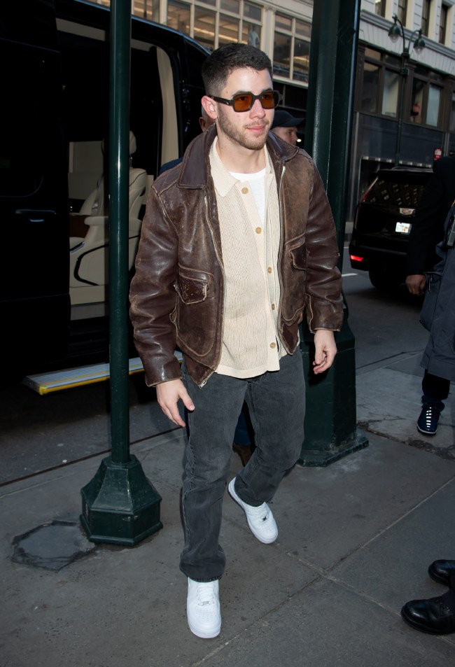 Nick Jonas is seen arriving at the Empire State Building Lighting Ceremony on March 21, 2025 in New York, New York. 