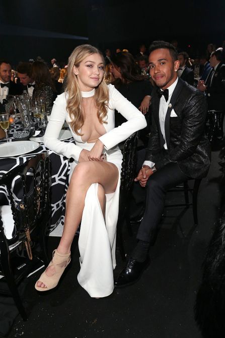 Model Gigi Hadid and Formule 1 pilote Lewis Hamilton attend amfAR's 22nd Cinema Against AIDS Gala, Presented By Bold Films And Harry Winston at Hotel du Cap-Eden-Roc on May 21, 2015 in Cap d'Antibes, France.