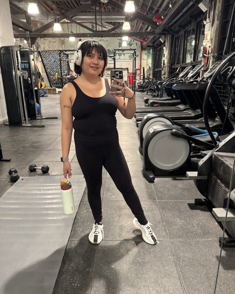 Lea wearing the Lululemon Glow Up Tank Top in the black colorway