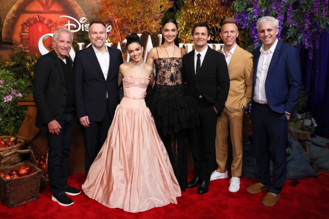 LOS ANGELES, CALIFORNIA - MARCH 15: (L-R) Marc E. Platt, Marc Webb, Rachel Zegler, Gal Gadot, Benj Pasek, Justin Paul and Jared LeBoff attend the World Premiere of Disney's Snow White at El Capitan Theatre in Hollywood, California on March 15, 2025.