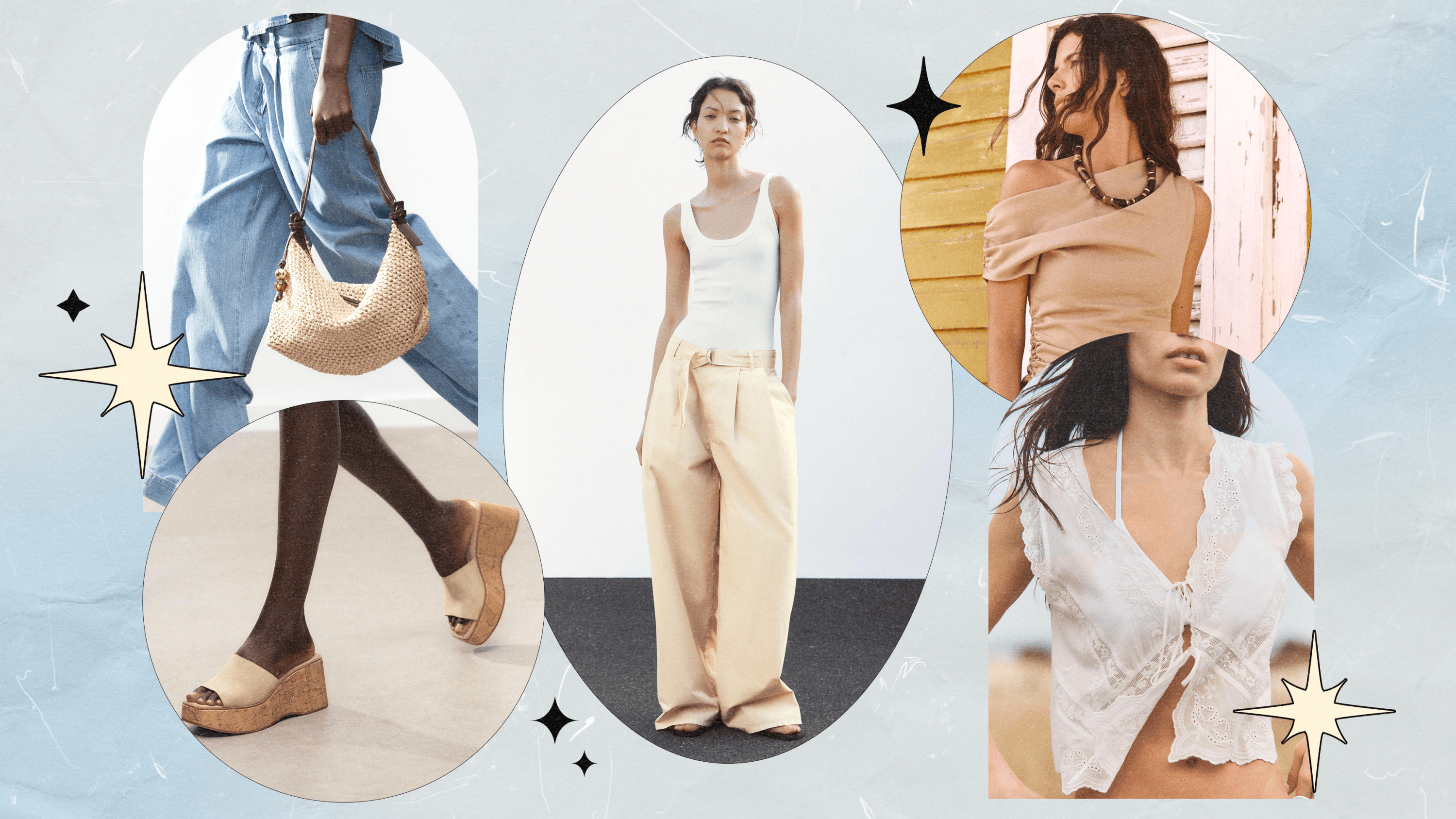 Five models wearing Zara's White Edit summer collection