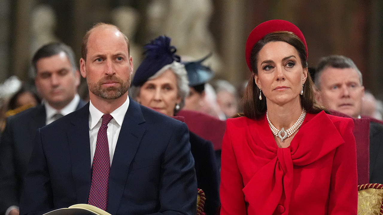 LONDON, ENGLAND - MARCH 10: Prince William, Prince of Wales and Catherine, Princess of Wales attend the Commonwealth Day Service of Celebration at Westminster Abbey on March 10, 2025 in London, England.
