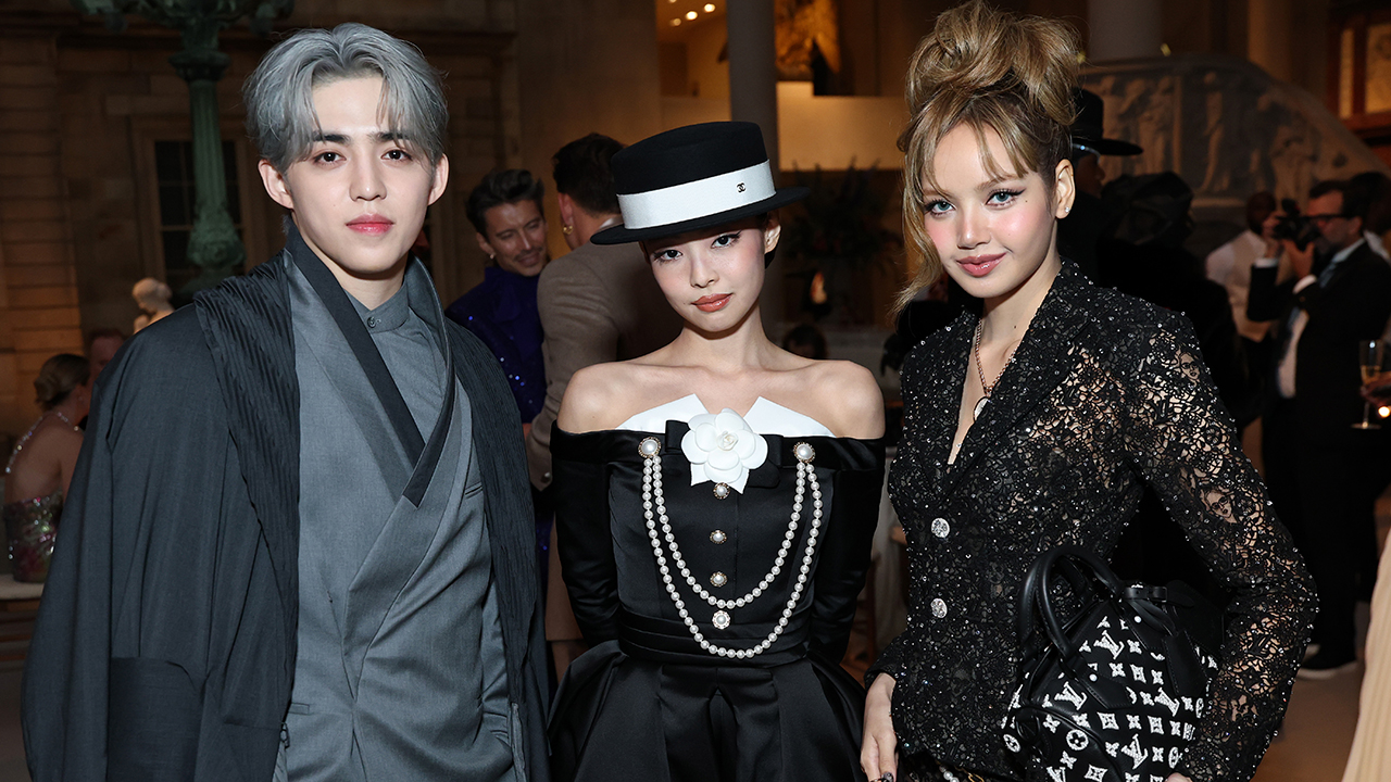 NEW YORK, NEW YORK - MAY 05: (Exclusive Coverage) S.Coups, Jennie, and Lisa attend the 2025 Met Gala Celebrating "Superfine: Tailoring Black Style" at Metropolitan Museum of Art on May 05, 2025 in New York City.