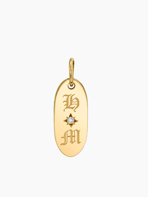 Baby Gold Oval Starset Diamond Initial Charm