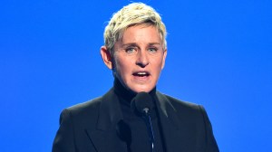 SANTA MONICA, CALIFORNIA - DECEMBER 07: 2021 PEOPLE'S CHOICE AWARDS -- Pictured: Ellen DeGeneres accepts The Daytime Talk Show of 2021 award for ‘The Ellen DeGeneres Show’ on stage during the 2021 People's Choice Awards held at Barker Hangar on December 7, 2021 in Santa Monica, California.