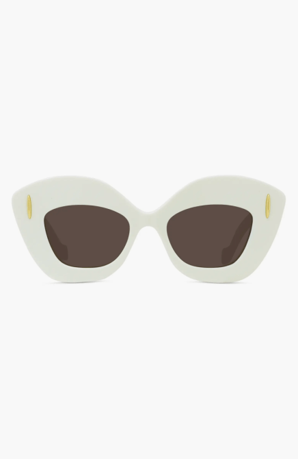 Loewe Anagram 48mm Small Cat Eye Sunglasses in ivory/brown