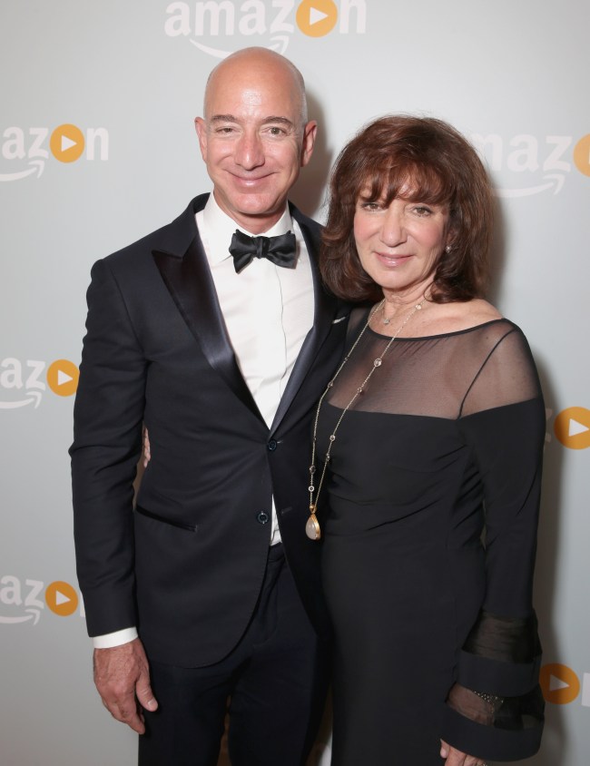 WEST HOLLYWOOD, CA - SEPTEMBER 18:  Jeff Bezos, CEO of Amazon.com, Inc. (L) and Jackie Bezos attend Amazon's Emmy Celebration at Sunset Tower Hotel West Hollywood on September 18, 2016 in West Hollywood, California.
